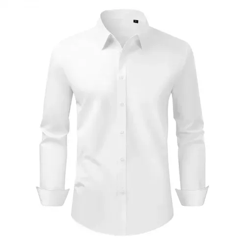VEVOR Herrenhemd XL, Langarmhemd, knitterfrei, Freizeithemden, Bügelfrei, Businesshemden, weicher Stretch-Stoff für Business, Freizeit oder formelle Anlässe, Arbeit, Hochzeit, Abendessen, Weiß – Bild 10