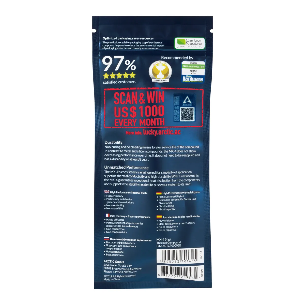 ARCTIC MX-4 (4 g) Edition 2019 – Hochleistungs-Wärmeleitpaste – Bild 3