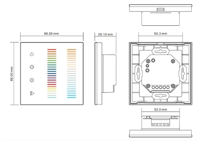 Synergy 21 LED Serie EOS 05 5-Kanal Wandtaster RGB-WW (RGB-CCT) – Bild 2