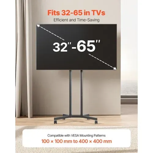 VEVOR rollbarer TV-Ständer Standfuß Fernsehstand für 812,8-1651 mm flach & Curved-TVs, höhenverstellbarer TV Bodenständer bis zu 40 kg (Max. VESA 400 x 400 mm) für Wohnzimmer Schlafzimmer VEVOR rollbarer TV-Ständer Standfuß Fernsehstand für 812,8-1651 mm flach & Curved-TVs, höhenverstellbarer TV Bodenständer bis zu 40 kg (Max. VESA 400 x 400 mm) für Wohnzimmer Schlafzimmer