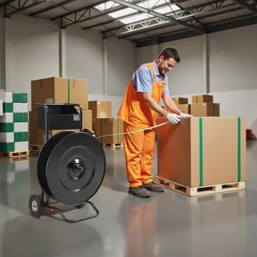 VEVOR Abrollwagen, passend für PET-/PP-/Stahl-Umreifungsrollen mit 203/406 mm Kerngröße, robuster Umreifungsspender mit verbesserter Trommelbremse, integrierte geräumige Ablage für Werkzeuge – Bild 7