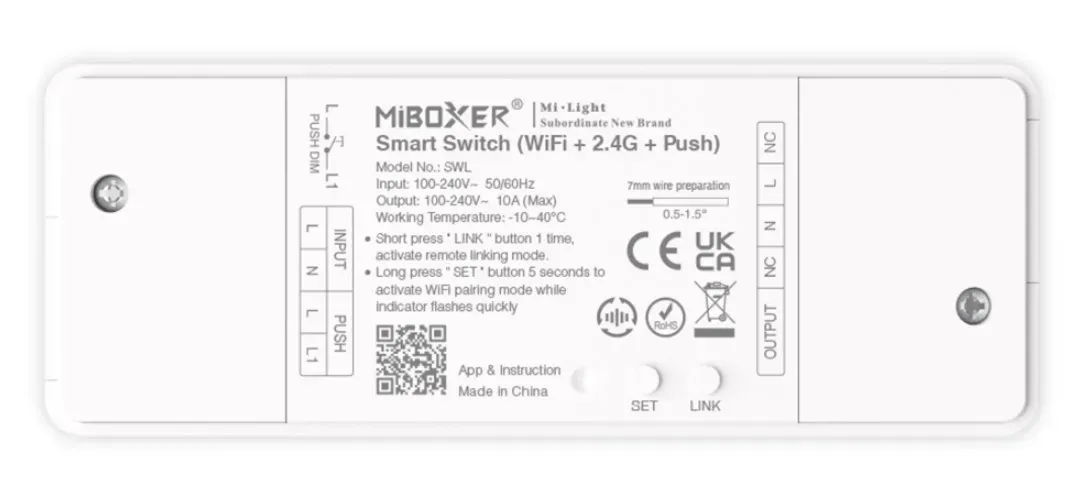 MiBoxer SWL LED Wifi Smart Switch WiFi + 2,4G + Push MiBoxer SWL LED Wifi Smart Switch WiFi + 2,4G + Push