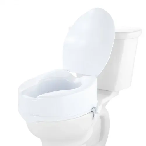 VEVOR Toilettensitzerhöhung Toilettenerhöhung 136 kg belastbar mit Toilettensitz & Doppelknopf, für Senioren Behinderte Patienten Schwangere Mediziner Weiß Universal Toilettensitzerhöhung – Bild 8