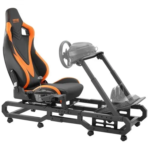 VEVOR Rennlenkradständer mit Rädern für Logitech G923/G920/G29, robustes Fahrsimulator-Cockpit aus Stahl – Thrustmaster T248P, Lenkradhalterung und Fußpedal verstellbar, maximale Belastung 150 kg – Bild 8