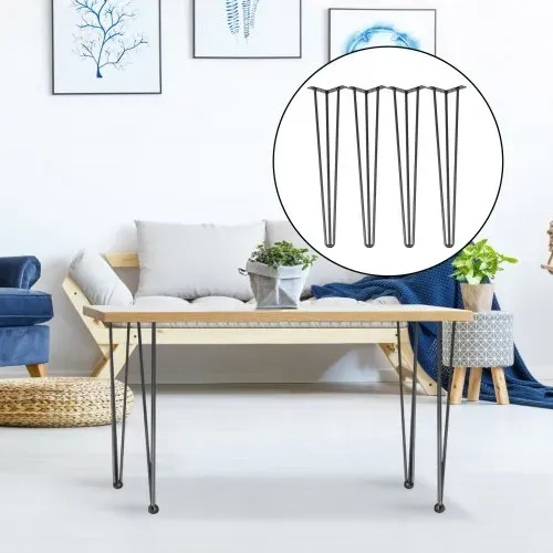 VEVOR Tischbein Metall 86,3 cm Tischgestell Metall Schwarz 4 Stück Haarnadel Tischbeine 3 Pfosten Haarnadel Bein Kohlenstoffstahl mit 4 – Bild 7