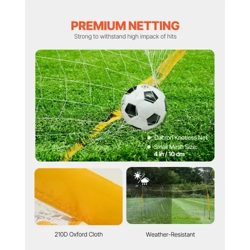 VEVOR Tragbares Fußballtor Soccertor Fußballnetz 3,66 x 1,83 m für den Garten, großes Übungsfußballnetz Trainingstor-Set mit Stahl-Glasfaserstruktur, Allwetter-Fußballtore mit Tragetasche, Gelb – Bild 2