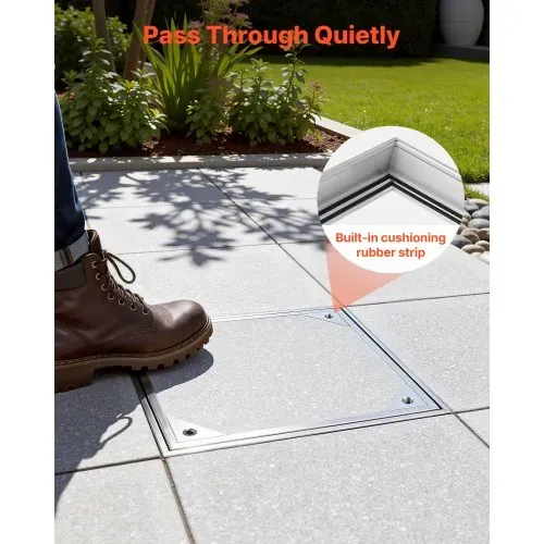 VEVOR Schachtabdeckung mit Rahmen 30 x 30 cm, Unsichtbarer Schachtdeckel Auspflasterbarer Klärgrubendeckel aus Aluminiumlegierung für Integrierten Abflusskanal auf Gehwegen in Gärten auf Terrasse – Bild 6