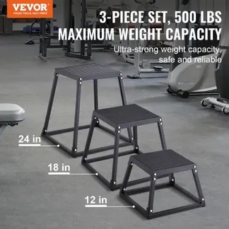 VEVOR 3-teilige Plyometrische Sprungboxen, 305/458/609 mm Plyometric Box Schwarz, Rutschfestes Fitness-Übungs-Step-Up-Box-Set für Heim-Fitness-Training, Konditions-Krafttraining, Jump Training Tragbar VEVOR 3-teilige Plyometrische Sprungboxen, 305/458/609 mm Plyometric Box Schwarz, Rutschfestes Fitness-Übungs-Step-Up-Box-Set für Heim-Fitness-Training, Konditions-Krafttraining, Jump Training Tragbar