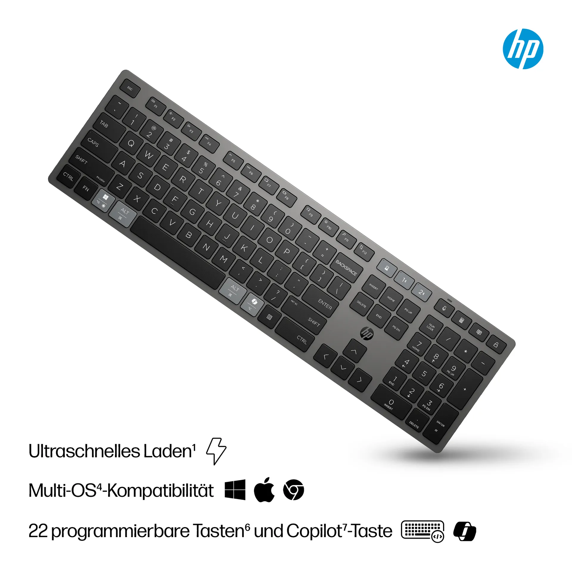 HP 725 Kabellose Tastatur für mehrere Geräte – Bild 3