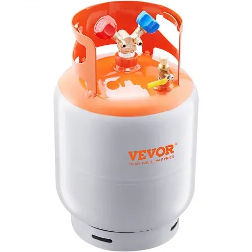 VEVOR Kältemittel-Ausgleichsbehälter, 50 Pfund Fassungsvermögen, tragbarer 400-psi-Zylindertank mit Y-Ventil für Flüssigkeit/Dampf, hochversiegelter Ausgleichsbehälter für R22/R134A/R410A, Orange+Grau – Bild 8