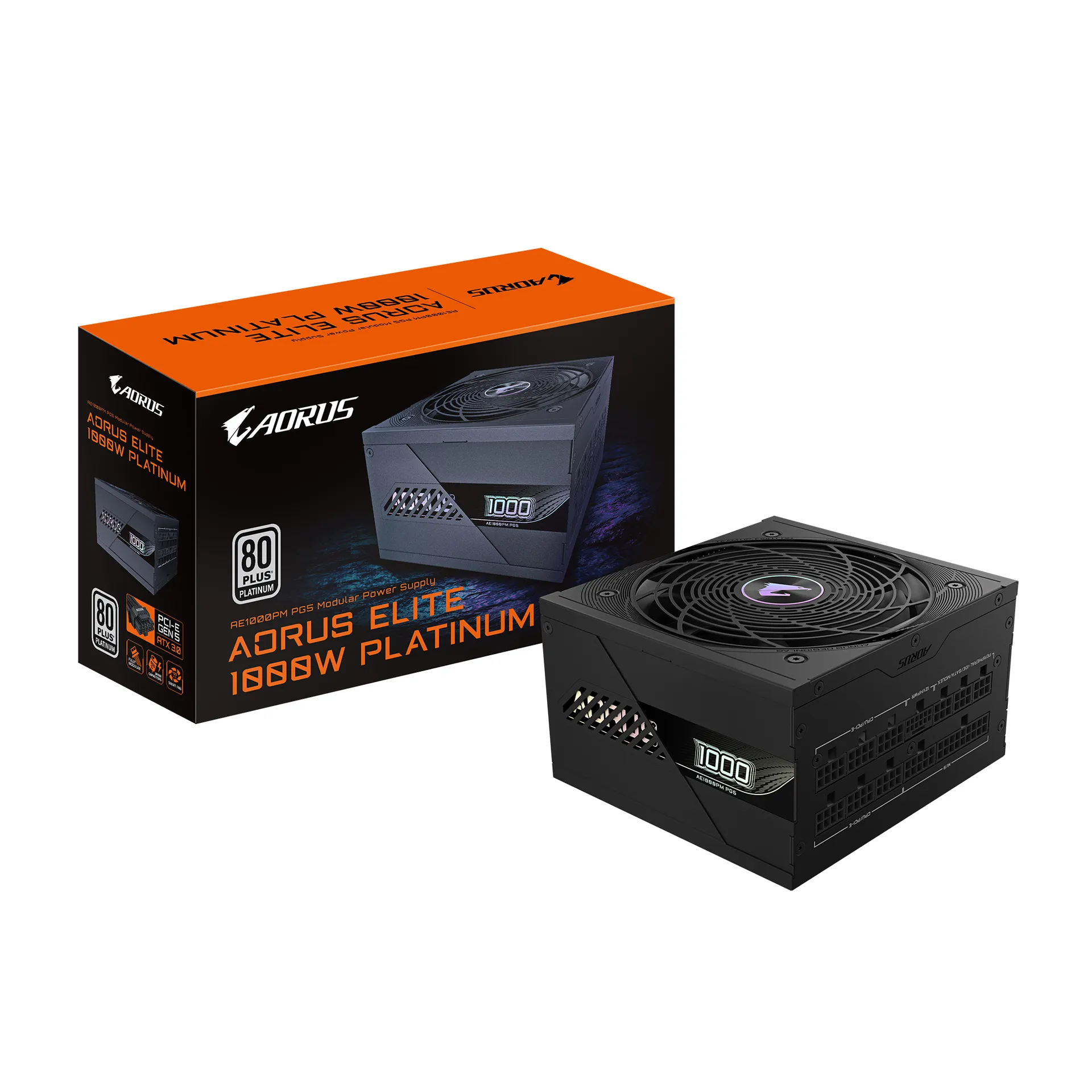 GIGABYTE AORUS ELITE P1000W ICE Netzteil – PCIe 5.0, 80 PLUS Platinum, Vollmodulares Design, 120mm Lüfter, ATX 3.0-kompatibel, EU-Stecker GIGABYTE AORUS ELITE P1000W ICE Netzteil – PCIe 5.0, 80 PLUS Platinum, Vollmodulares Design, 120mm Lüfter, ATX 3.0-kompatibel, EU-Stecker