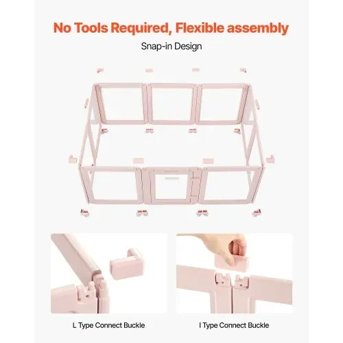 VEVOR Wurfkiste für Welpen, 1540x1000x600 mm, Welpenlaufstall, mit transparenten Fenstern und Schloss, pinken Rahmen, Hundelaufstall, Tierlaufstall, Hunde Wurfbox für mittelgroße Hunde – Bild 2