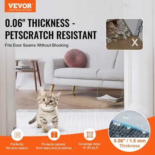 VEVOR Teppichschutz für Haustiere, 38,1 x 1,22 m, kratzfester PVC-Katzenteppichschutz für den Türrahmen, rutschfeste Katzenkratzschutzmatte, leicht zuschneidbarer Kunststoff-Teppichkratzstopper VEVOR Teppichschutz für Haustiere, 38,1 x 1,22 m, kratzfester PVC-Katzenteppichschutz für den Türrahmen, rutschfeste Katzenkratzschutzmatte, leicht zuschneidbarer Kunststoff-Teppichkratzstopper
