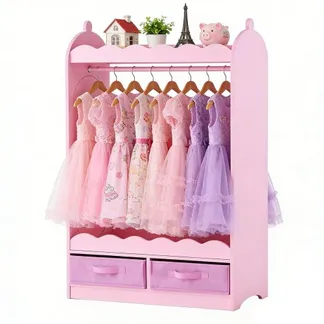 VEVOR Kinderkleiderschrank 604x339x1080mm, Kindergarderobe mit Spiegel Kleiderstange Ablagen, Verkleidungsschrank aus MDF mit Stoffschubladen für Mädchen, Kinderschrank für Kostüme Schlafzimmer, Rosa VEVOR Kinderkleiderschrank 604x339x1080mm, Kindergarderobe mit Spiegel Kleiderstange Ablagen, Verkleidungsschrank aus MDF mit Stoffschubladen für Mädchen, Kinderschrank für Kostüme Schlafzimmer, Rosa