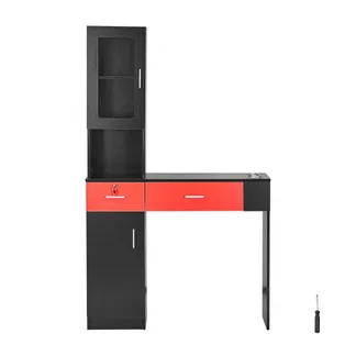 VEVOR Salonstation, Wandmontage, Friseursalonstation für Friseure, Beauty-Spa-Möbelset, 1 Lagerschrank, 3 Fächer und 2 Schubladen (eine abschließbar), Schwarz und Rot, 102,8 x 30 x 170 cm VEVOR Salonstation, Wandmontage, Friseursalonstation für Friseure, Beauty-Spa-Möbelset, 1 Lagerschrank, 3 Fächer und 2 Schubladen (eine abschließbar), Schwarz und Rot, 102,8 x 30 x 170 cm