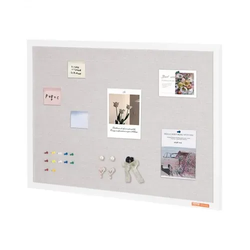 VEVOR 36"x24" weiße Korktafel mit Leinenoberfläche – stilvolle wandmontierte Pinnwand für Zuhause, Schule, Büro – elegantes und funktionales Schwarzes Brett – Bild 9