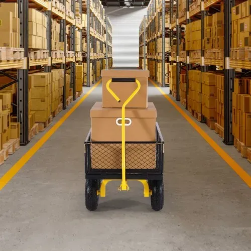 VEVOR Bollerwagen 965x560x535 mm, Gartenwagen, Transportwagen auf Rädern, Gerätewagen mit Reifen und abnehmbaren Seitenteilen aus Netzgewebe (umbaubar in Pritsche) und um 180° drehbarem Griff – Bild 7