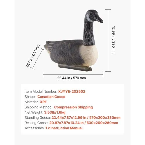 VEVOR Kanadagans-Lockvogel (6 Stk.) Künstlicher Gänse für die Wasservogeljagd im Freien, Stoßfestes & Geräuscharmes XPE mit Ultrarealistischer Lackierung, für Pool Teich Gartendekoration – Bild 6