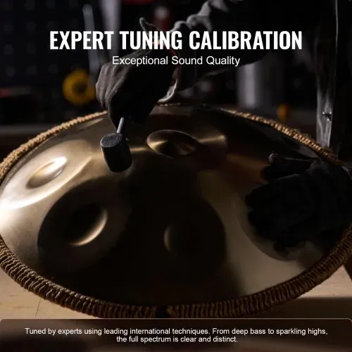 VEVOR Handpan, 55 cm, 9 Noten, D-Moll-Handtrommel, Drum-Instrument mit Schlägeln, 440-Hz-Handpan-Ständer & Tragetasche, Heilende Klangtrommel aus Stahl, Schlaginstrumente für Erwachsene & Anfänger – Bild 4