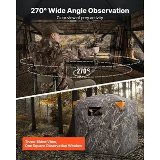 VEVOR Jagdzelt Jagdversteck, 2-3 Personen tragbares Tarnzelt, 270° durchsichtiges Bodenversteck, geeignet für die Truthahn- und Hirschjagd, Jagdunterstand mit Tragetasche, 148 x 148 x 170 cm VEVOR Jagdzelt Jagdversteck, 2-3 Personen tragbares Tarnzelt, 270° durchsichtiges Bodenversteck, geeignet für die Truthahn- und Hirschjagd, Jagdunterstand mit Tragetasche, 148 x 148 x 170 cm