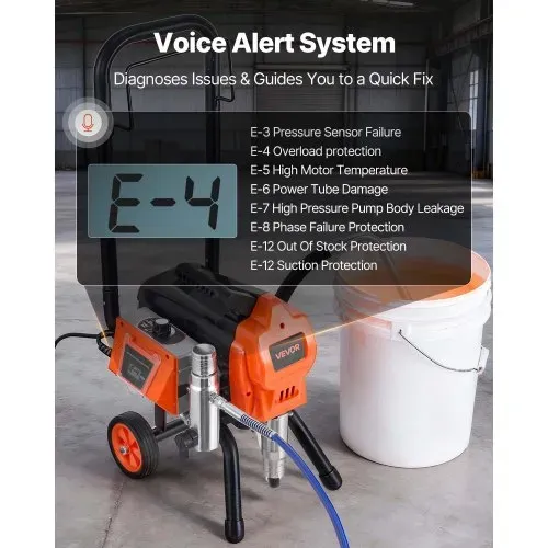 VEVOR Airless-Farbspritzgerät Sprühgerät mit Standfuß 1500 W 3300 psi, Farbsprühsystem mit Reinigungsbürste & Schlauch & Verlängerungsstange & Düsen, Farbsprühgerät für Wohnungen, Gebäude – Bild 2