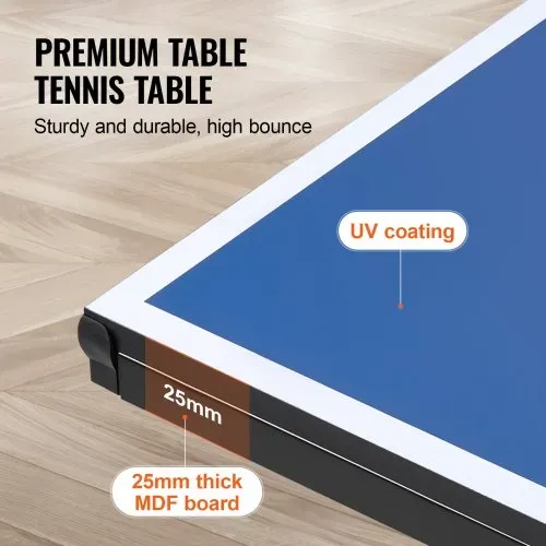 VEVOR Ping-Pong-Tisch, professionelles Tischtennisspiel, tragbarer MDF-Tischtennistisch für den Innenbereich, faltbarer Ping-Pong-Tisch mit Schnellklemmnetz und feststellbaren Rädern, einfacher Aufbau in 10 Minuten, 25 mm dicke Tischplatten – Bild 2
