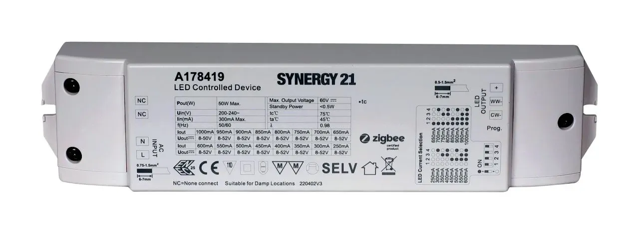 Synergy 21 LED Serie EOS 10 ZigBee CC Controller+Netzteil 2-Kanal 50W CCT(dual white) Synergy 21 LED Serie EOS 10 ZigBee CC Controller+Netzteil 2-Kanal 50W CCT(dual white)