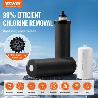 VEVOR Schwerkraft Wasserfiltersystem Edelstahl Arbeitsplattensystem 7+7,5L Wasserfiltrationssystem, reduziert Blei und bis zu 99 % Chlor, mit 2 Aktivkohlefiltern & 2 Entfluorierungsfiltern & Zapfhahn VEVOR Schwerkraft Wasserfiltersystem Edelstahl Arbeitsplattensystem 7+7,5L Wasserfiltrationssystem, reduziert Blei und bis zu 99 % Chlor, mit 2 Aktivkohlefiltern & 2 Entfluorierungsfiltern & Zapfhahn
