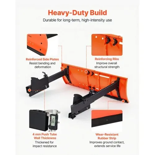 VEVOR Schneeschild 559-813mm Breitenverstellbarer Schneepflugaufsatz Orange, für Meisten Schneefräsen Geeignet, Zweibetriebsmodus, Abnehmbares, Kohlenstoffstahl-Räumschild, Effiziente Schneeräumung – Bild 2