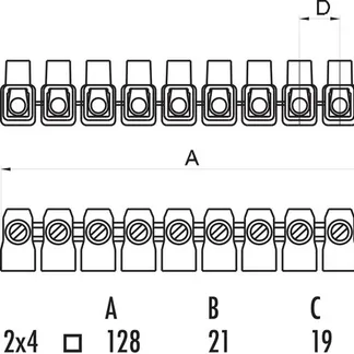 TEM Serie Dosenklemme CONNECTOR SINGLE ROWPC 2x4mm2 TEM Serie Dosenklemme CONNECTOR SINGLE ROWPC 2x4mm2