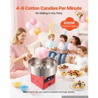 VEVOR Zuckerwattemaschine 1 kW Elektrischer Zuckerwattebereiter Edelstahl Rot für Geburtstagsfeiern und Familienfeste, mit Zuckerschaufel, Aufbewahrungsschublade, Überhitzungs- und Überlastungsschutz VEVOR Zuckerwattemaschine 1 kW Elektrischer Zuckerwattebereiter Edelstahl Rot für Geburtstagsfeiern und Familienfeste, mit Zuckerschaufel, Aufbewahrungsschublade, Überhitzungs- und Überlastungsschutz