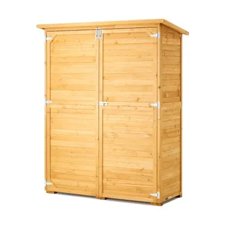VEVOR Geräteschuppen 1400 x 600 x 1715 mm, großer Geräteschrank aus Holz mit wasserdichtem Dach und Metallrahmen, doppelt verschließbare Türen, Gerätehaus, Gartenschrank mit Regalen & Boden VEVOR Geräteschuppen 1400 x 600 x 1715 mm, großer Geräteschrank aus Holz mit wasserdichtem Dach und Metallrahmen, doppelt verschließbare Türen, Gerätehaus, Gartenschrank mit Regalen & Boden