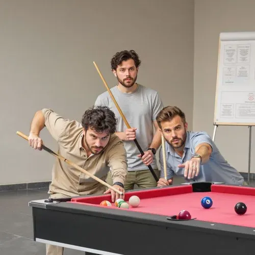 VEVOR Billardtisch 183 cm moderner Spieltisch mit verstellbaren Füßen, komplettes Set inkl.Bällen / Queues / Ständer / Kreide / Bürste, für Spielzimmer Freizeiträume schwarz mit rotem Tuch – Bild 7