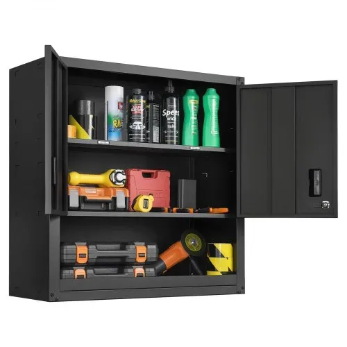 VEVOR Hängeschrank Werkstatt, 762 x 305 x 762 mm, Werkzeugschrank aus Stahl mit abschließbaren Türen & verstellbarem Regal, Wandhängeschrank für Garage, Keller, Küche, Lager, schwarz – Bild 9