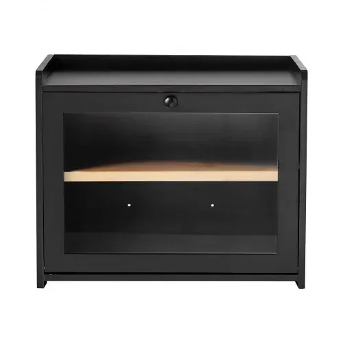 VEVOR Brotkasten mit Acrylfenster 393x262x321 mm Brotbox Bambusholz Schwarz Ideal für Bagels & Muffins, mit Magnetverschluss, Seitenhaken, Belüftungslöchern & 3-Stufig Höhenverstellbarem Einlegeboden – Bild 9
