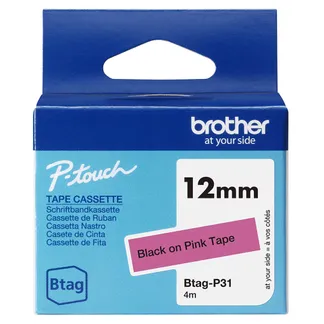 Brother BTAG-P31 Etiketten erstellendes Band Schwarz auf Rosa Brother BTAG-P31 Etiketten erstellendes Band Schwarz auf Rosa
