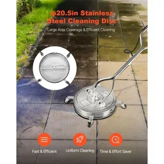 VEVOR Hochdruckreiniger φ520 mm Oberflächenreiniger, Flächenreiniger aus Edelstahl mit 4 Rädern, 275,8 bar, 3/8-Zoll-Schnellanschluss, 2 Sprühdüsen, Doppelgriff, für Beton, Terrasse, Gehweg VEVOR Hochdruckreiniger φ520 mm Oberflächenreiniger, Flächenreiniger aus Edelstahl mit 4 Rädern, 275,8 bar, 3/8-Zoll-Schnellanschluss, 2 Sprühdüsen, Doppelgriff, für Beton, Terrasse, Gehweg