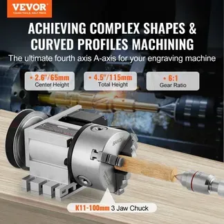VEVOR Drehbankfutter K11–100mm Spannfutter Dreibackenfutter 4. Achse der CNC-Rotationsachse, ein Untersetzungsverhältnis von 6:1 und einen Nema23-Zweiphasen-Schrittmotor 3 Backenfutter für CNC-Fräsen VEVOR Drehbankfutter K11–100mm Spannfutter Dreibackenfutter 4. Achse der CNC-Rotationsachse, ein Untersetzungsverhältnis von 6:1 und einen Nema23-Zweiphasen-Schrittmotor 3 Backenfutter für CNC-Fräsen