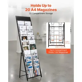 VEVOR Prospektständer Zeitschriftenständer mit 20 Taschen, Literaturständer Kataloghalter Schrägsteller aus Metall, Buchständer Bodenaufsteller für Messe Büroshows Ausstellung, Displayständer VEVOR Prospektständer Zeitschriftenständer mit 20 Taschen, Literaturständer Kataloghalter Schrägsteller aus Metall, Buchständer Bodenaufsteller für Messe Büroshows Ausstellung, Displayständer