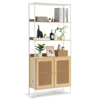 VEVOR Rattan Bücherregal mit 2 Türen, freistehendes offenes Bücherregal, Aufbewahrungsregal Ausstellungsregal ideal für Bibliothek Konferenzraum Büro Arbeitszimmer (20 kg belastbar pro Regal) VEVOR Rattan Bücherregal mit 2 Türen, freistehendes offenes Bücherregal, Aufbewahrungsregal Ausstellungsregal ideal für Bibliothek Konferenzraum Büro Arbeitszimmer (20 kg belastbar pro Regal)