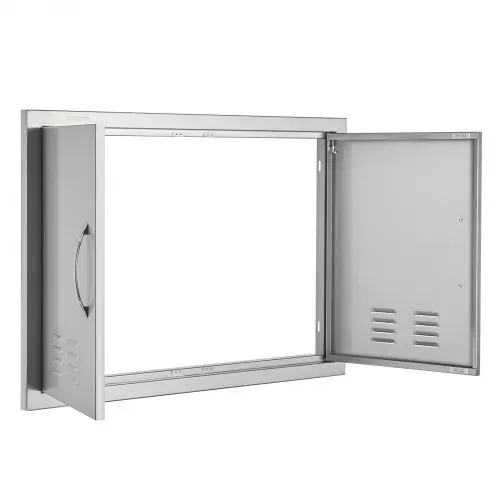 VEVOR Grill-Zugangstür, 762 x 533 mm, Doppelte Außenküchentür, Flächenbündig Montierte Edelstahltür, Vertikale Wandtür mit Griffen und Lüftungsschlitzen, für Grillinsel, Grillstation, Außenschrank – Bild 10