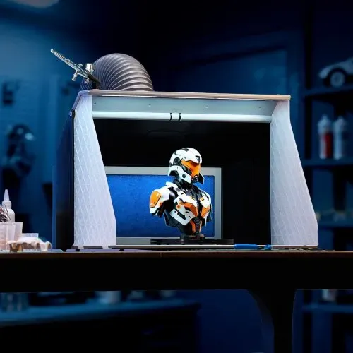 VEVOR Airbrush-Farbkabine Lackierkabine mit Doppellüfter (545 x 475 x 370 mm), tragbare Sprühfarbenkabine mit 3 LED-Leuchten & Verlängerungsschlauch, zum Lackieren von Modellen, Kunst – Bild 7