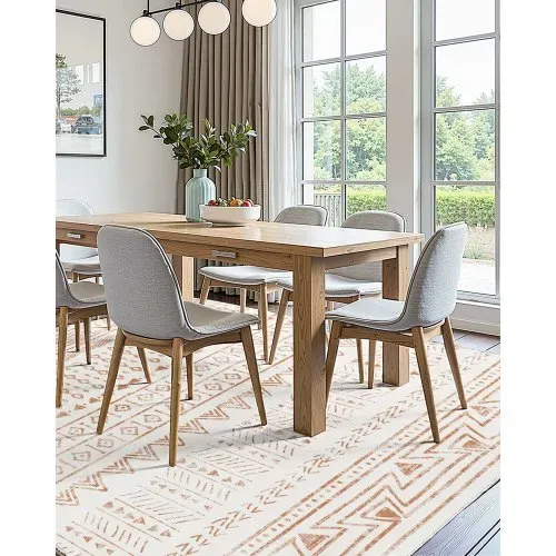 VEVOR Flächenteppich, 1829x2743 mm, Kurzflor, waschbarer Teppich, rutschfester Wohnzimmerteppich modern-Stil, Innenmatte für Schlafzimmer, Büro, Wohnzimmer, Kinderzimmer, Eingangsbereich, Beige – Bild 4