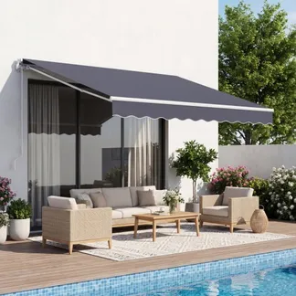 VEVOR Gelenkarmmarkise 3×2,5 m, Einziehbare Markise mit Handkurbel, Terrassenmarkise UPF 80+ Sonnenschutz, Sonnenmarkise, Balkonmarkise für Terrasse, Balkon, Garten & Fenster, Grau VEVOR Gelenkarmmarkise 3×2,5 m, Einziehbare Markise mit Handkurbel, Terrassenmarkise UPF 80+ Sonnenschutz, Sonnenmarkise, Balkonmarkise für Terrasse, Balkon, Garten & Fenster, Grau