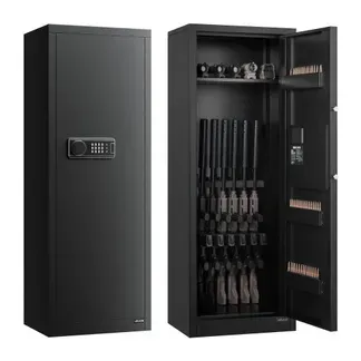 VEVOR Gewehrschrank Langwaffenschrank Gewehrtresor für 6-8 Gewehre, Gewehrtresor mit 3 Munitionsfächern & 2 verstellbaren Regalen, Waffenschrank mit Schlüssel & Passwortschloss, Montage erforderlich VEVOR Gewehrschrank Langwaffenschrank Gewehrtresor für 6-8 Gewehre, Gewehrtresor mit 3 Munitionsfächern & 2 verstellbaren Regalen, Waffenschrank mit Schlüssel & Passwortschloss, Montage erforderlich