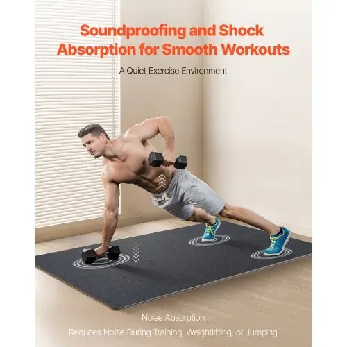 VEVOR Yoga Bodenmatten 6 Stk. Gummioberfläche & EVA-Schaum, 61 x 61 cm Trainingsmatten mit 24 Quadratfuß Abdeckung, ineinandergreifende Gymnastikmatten für Fitnessstudio Garage, Schwarz & Blau – Bild 4