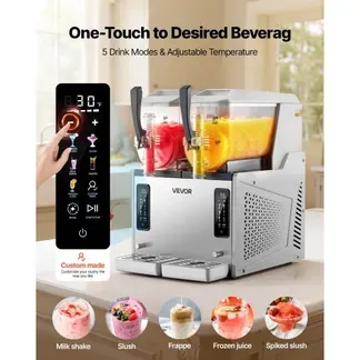 VEVOR Slush Maschine 2 x 3 L, Slusheis Eisbereiter 450 W (kein Eis nötig), Elektrische Margarita-Maschine mit Selbstreinigungsfunktion, Geeignet für Frozen Margaritas Frappés Milchshakes Shakes VEVOR Slush Maschine 2 x 3 L, Slusheis Eisbereiter 450 W (kein Eis nötig), Elektrische Margarita-Maschine mit Selbstreinigungsfunktion, Geeignet für Frozen Margaritas Frappés Milchshakes Shakes