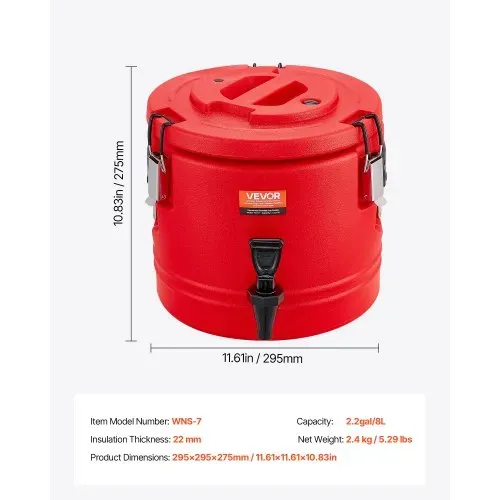 VEVOR isolierter Getränkespender 8 L Thermo-Getränkespender für Heiß- und Kaltgetränke mit Zapfhahn, lebensmittelechter Kühlkrug mit Innenseite aus 304er-Edelstahl, für Tee Kaffee Restaurant – Bild 6