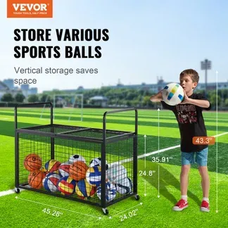 VEVOR Ballwagen Rollwagen 1150 x 610 x 912 mm Sportbällen, Abschließbarer Basketballkäfig Ballkäfig, Sportausrüstung für den Innen- und Außenbereich, Rollbar Aufbewahrungswagen aus Stahl für Garagen VEVOR Ballwagen Rollwagen 1150 x 610 x 912 mm Sportbällen, Abschließbarer Basketballkäfig Ballkäfig, Sportausrüstung für den Innen- und Außenbereich, Rollbar Aufbewahrungswagen aus Stahl für Garagen