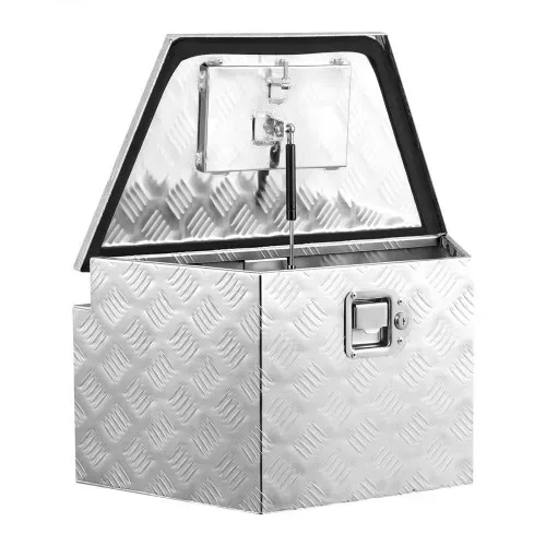 VEVOR Deichselbox Truckbox 1660 x 330 x 305 mm aus Aluminium, 50 kg Belastbare Werkzeugaufbewahrungsbox mit Schloss & Schlüsseln, Anhängerbox für Pickup-Ladeflächen RV SUVs Geländewagen, Silber – Bild 9
